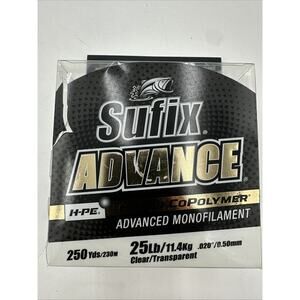 Sufix Advanced Hyper CoPOLYMER, Advanced Monofilament,250yds/25LB,clear.